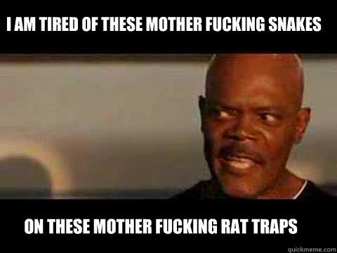 On these mother fucking rat traps I am tired of these mother fucking snakes - On these mother fucking rat traps I am tired of these mother fucking snakes  Angry Samuel Jackson