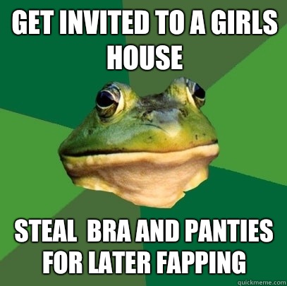 Get invited to a girls House Steal  Bra and panties for Later Fapping  Foul Bachelor Frog