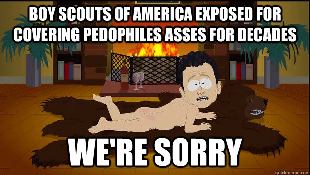 Boy Scouts of America exposed for covering pedophiles asses for decades We're sorry  