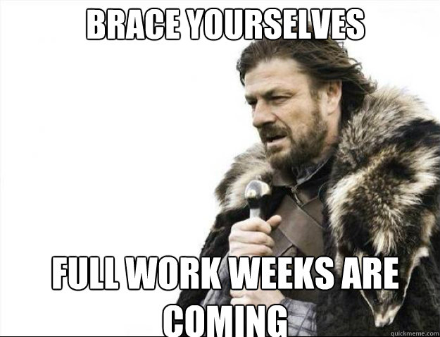 BRACE YOURSELVES full work weeks are coming - BRACE YOURSELVES full work weeks are coming  Brace Yourselves