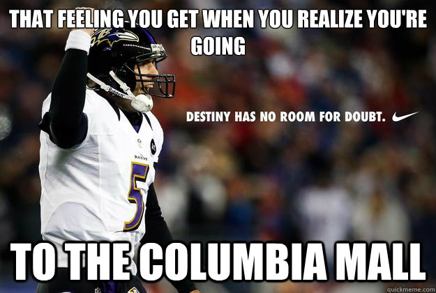 that feeling you get when you realize you're going To the columbia mall  Joe Flacco Sucks