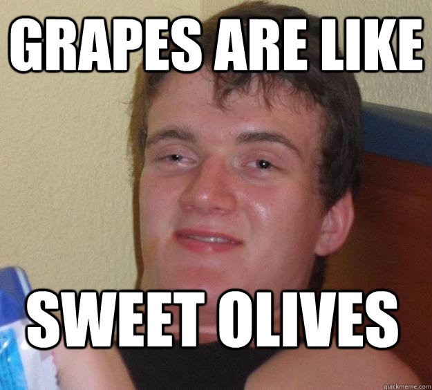 grapes are like sweet olives  10 Guy