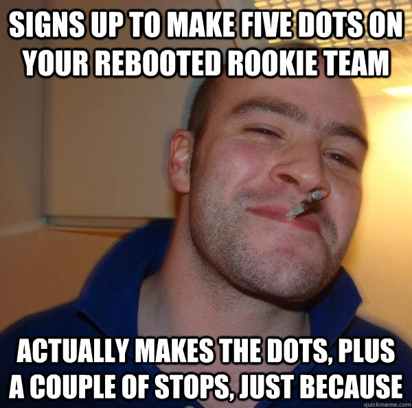 signs up to make five dots on your rebooted rookie team actually makes the dots, plus a couple of stops, just because - signs up to make five dots on your rebooted rookie team actually makes the dots, plus a couple of stops, just because  Misc