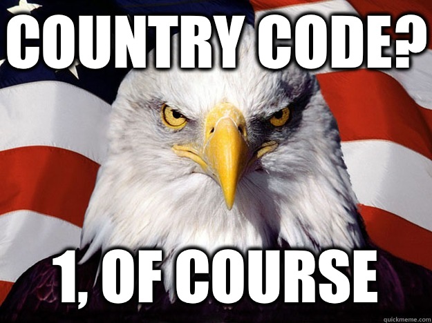 Country Code? 1, of course - Country Code? 1, of course  Evil American Eagle