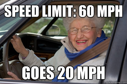Speed Limit: 60 mph Goes 20 mph  South Florida Driver