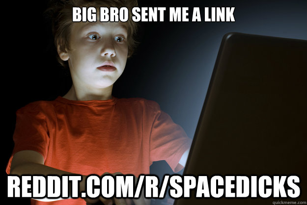 BIG BRO SENT ME A LINK REDDIT.COM/R/SPACEDICKS - BIG BRO SENT ME A LINK REDDIT.COM/R/SPACEDICKS  First Internet Experience