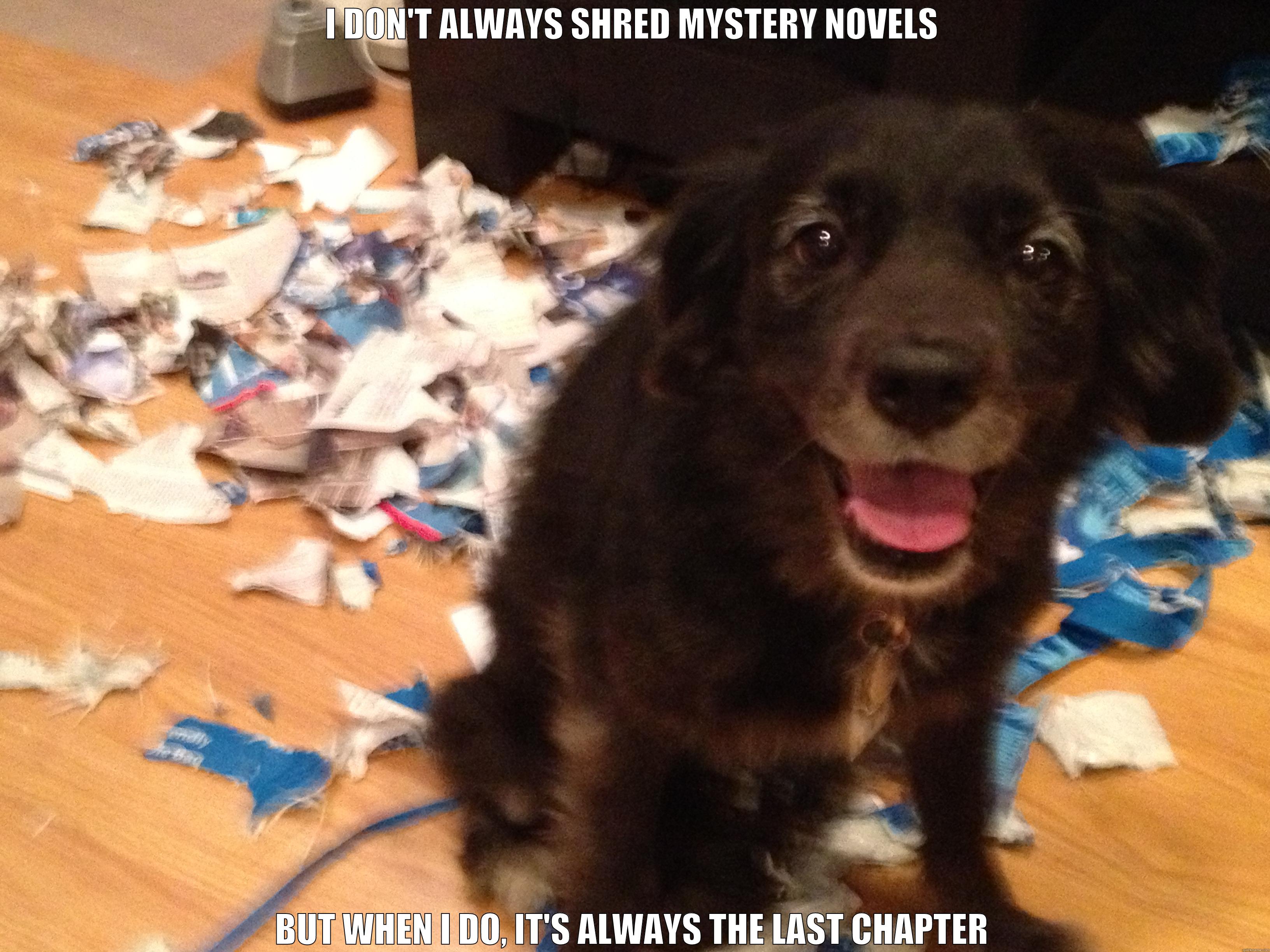 I DON'T ALWAYS SHRED MYSTERY NOVELS BUT WHEN I DO, IT'S ALWAYS THE LAST CHAPTER Misc