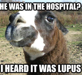 He was in the hospital? I heard it was lupus  Drama Llama