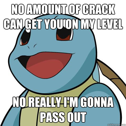 No amount of crack can get you on my level No really I'm gonna pass out - No amount of crack can get you on my level No really I'm gonna pass out  Squirtle