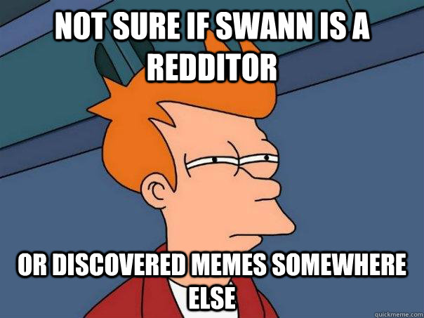 Not sure if Swann is a Redditor Or discovered Memes somewhere else  Futurama Fry