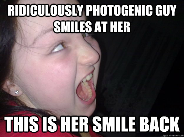ridiculously photogenic guy smiles at her this is her smile back  