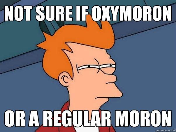 Not sure if oxymoron or a regular moron  Futurama Fry