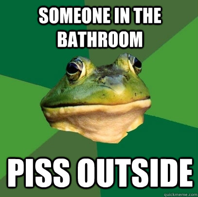 someone in the bathroom piss outside - someone in the bathroom piss outside  Foul Bachelor Frog
