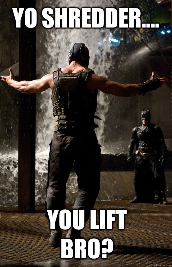 Yo Shredder.... you lift bro? - Yo Shredder.... you lift bro?  Bane Bro