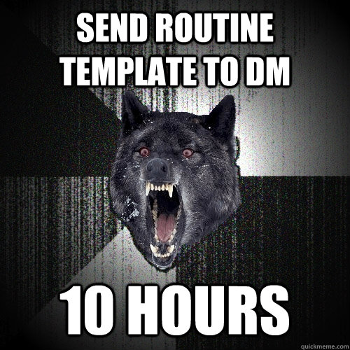 Send Routine template to DM 10 hours  Insanity Wolf