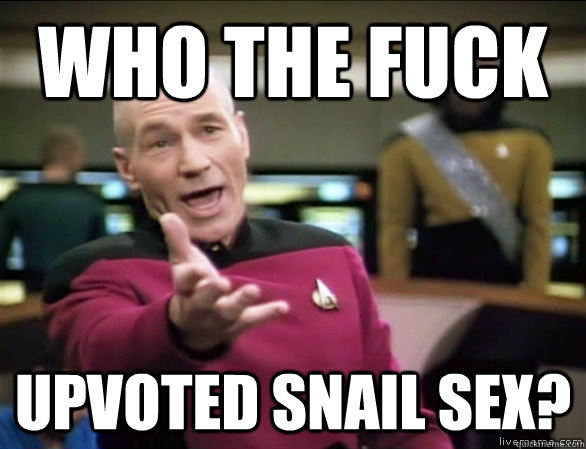 Who the fuck upvoted Snail Sex?  Annoyed Picard HD