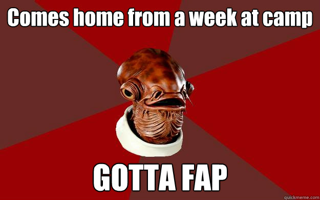 Comes home from a week at camp GOTTA FAP  Admiral Ackbar Relationship Expert