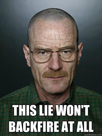  This lie won't backfire at all  -  This lie won't backfire at all   Advice Walter White