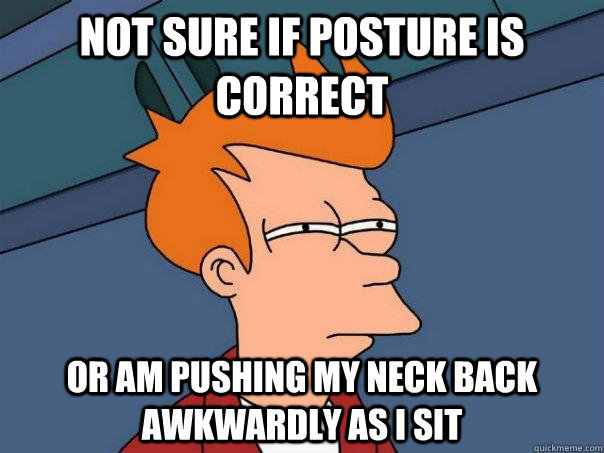 Not sure if posture is correct or am pushing my neck back awkwardly as I sit - Not sure if posture is correct or am pushing my neck back awkwardly as I sit  Futurama Fry