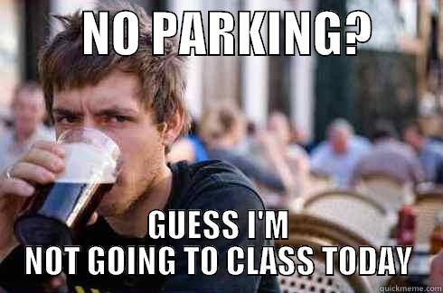         NO PARKING?        GUESS I'M NOT GOING TO CLASS TODAY Lazy College Senior