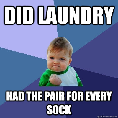 Did laundry Had the pair for every sock  Success Kid