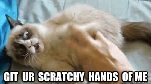  git  ur  scratchy  hands  of me  cat scratch