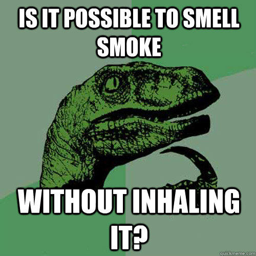 is it possible to smell smoke without inhaling it? - is it possible to smell smoke without inhaling it?  Philosoraptor