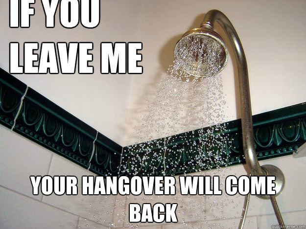 if you leave me your hangover will come back  scumbag shower