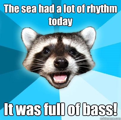 The sea had a lot of rhythm today It was full of bass!  Lame Pun Coon