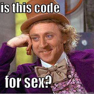 is this code for sex - IS THIS CODE                 FOR SEX?               Condescending Wonka