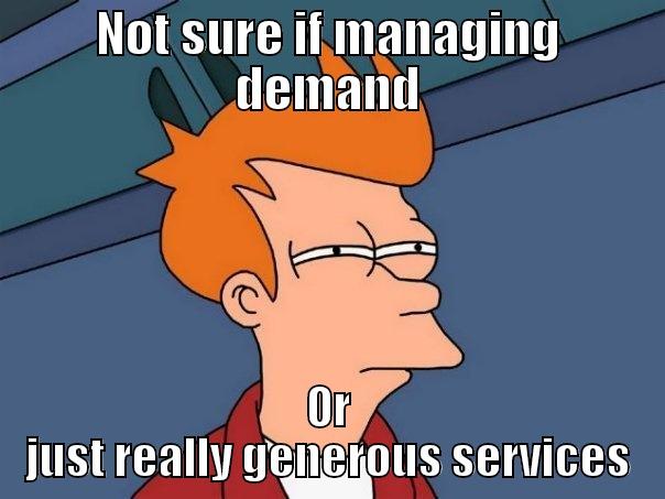NOT SURE IF MANAGING DEMAND OR JUST REALLY GENEROUS SERVICES Futurama Fry