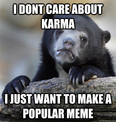 I dont care about karma I just want to make a popular meme  Confession Bear