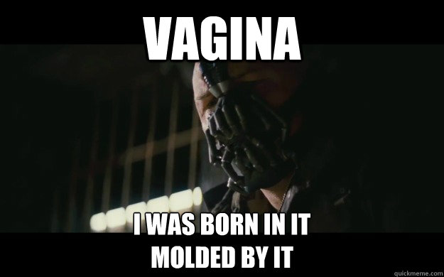Vagina I was born in it
Molded by it  Badass Bane
