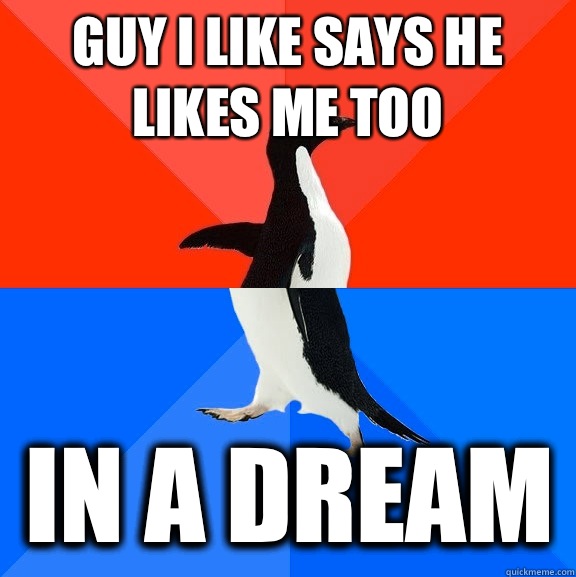 GUY I LIKE SAYS HE LIKES ME TOO IN A DREAM  Socially Awesome Awkward Penguin