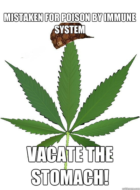 mistaken for poison by immune system vacate the stomach!  