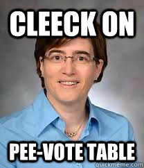 Cleeck on pee-vote table  