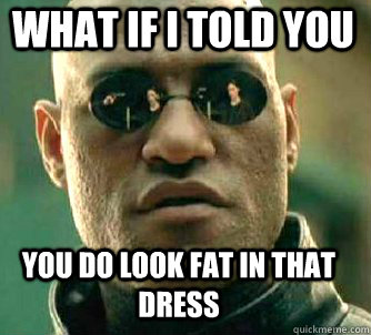 what if i told you You do look fat in that dress  Matrix Morpheus