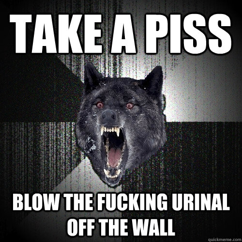 take a piss blow the fucking urinal off the wall  Insanity Wolf