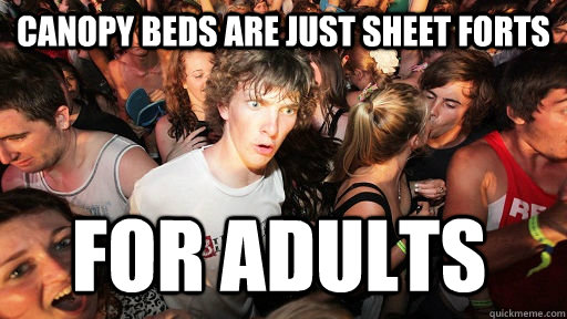 Canopy beds are just sheet forts for adults - Canopy beds are just sheet forts for adults  Sudden Clarity Clarence