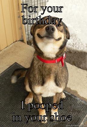 FOR YOUR BIRTHDAY I POOPED IN YOUR SHOE Good Dog Greg