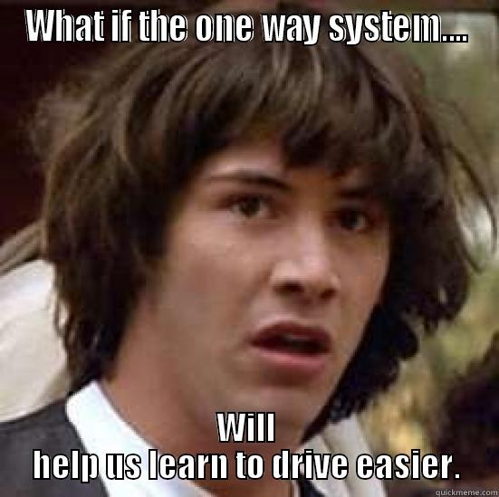 WHAT IF THE ONE WAY SYSTEM.... WILL HELP US LEARN TO DRIVE EASIER. conspiracy keanu