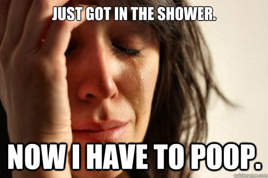 Just got in the shower. Now I have to poop.  First World Problems