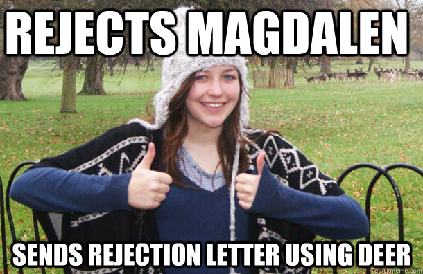 rejects magdalen sends rejection letter using deer  