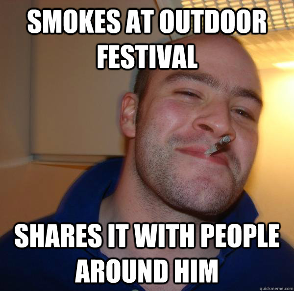 smokes at outdoor festival shares it with people around him - smokes at outdoor festival shares it with people around him  Misc