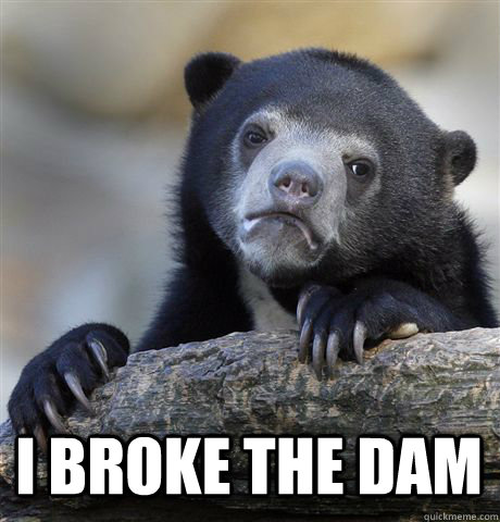  I broke the dam -  I broke the dam  Confession Bear