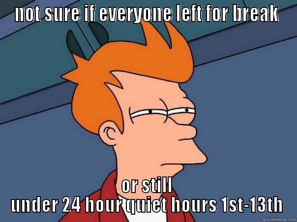 NOT SURE IF EVERYONE LEFT FOR BREAK OR STILL UNDER 24 HOUR QUIET HOURS 1ST-13TH Futurama Fry