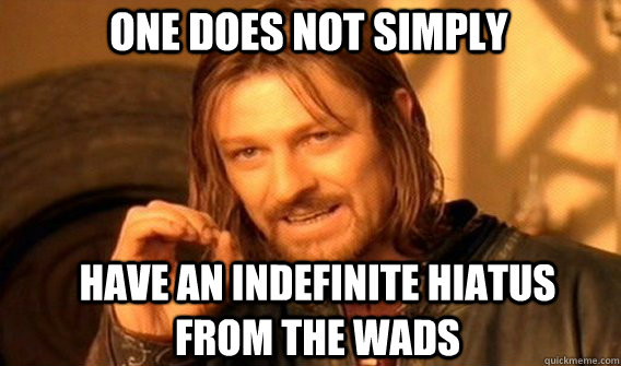 One does not simply have an indefinite hiatus from the WADS  Boromir