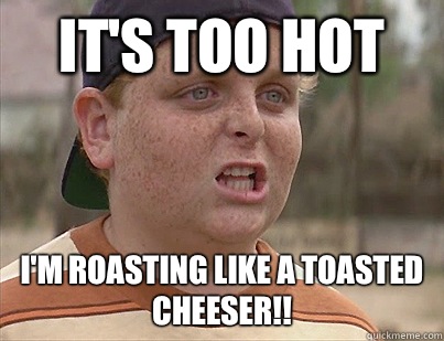 IT'S TOO HOT I'm roasting like a toasted cheeser!!  
