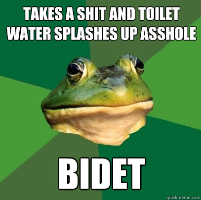 Takes a shit and toilet water splashes up asshole Bidet   Foul Bachelor Frog