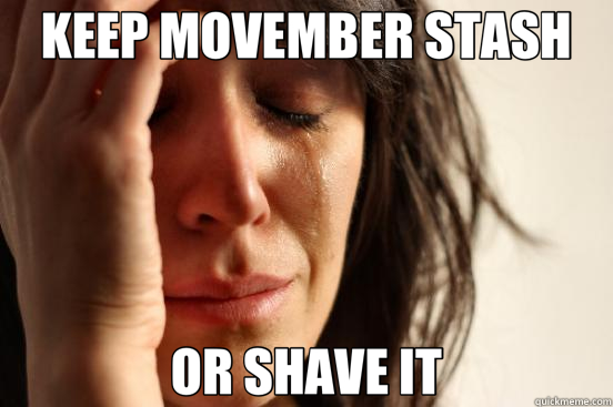 KEEP MOVEMBER STASH OR SHAVE IT - KEEP MOVEMBER STASH OR SHAVE IT  First World Problems